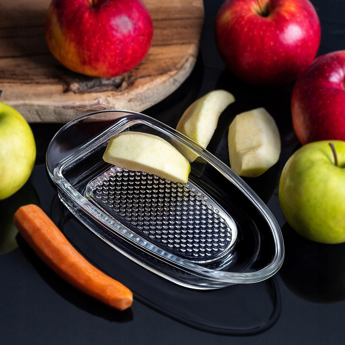 GLASREIBE für Gemüse und Obst, 10 x 22 cm - Transparent, Glas (10.1/3.3/22.2cm) - KADAX