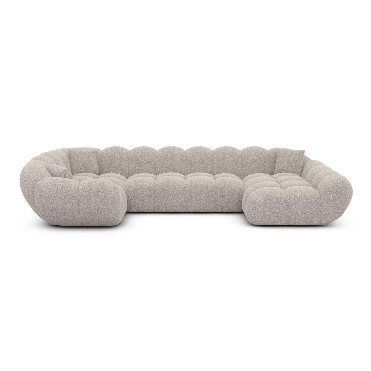 WOHNLANDSCHAFT Liva Sand Bouclé U-Form XL Rechts - Sandfarben, Textil (193/70/323cm) - VAROYAL