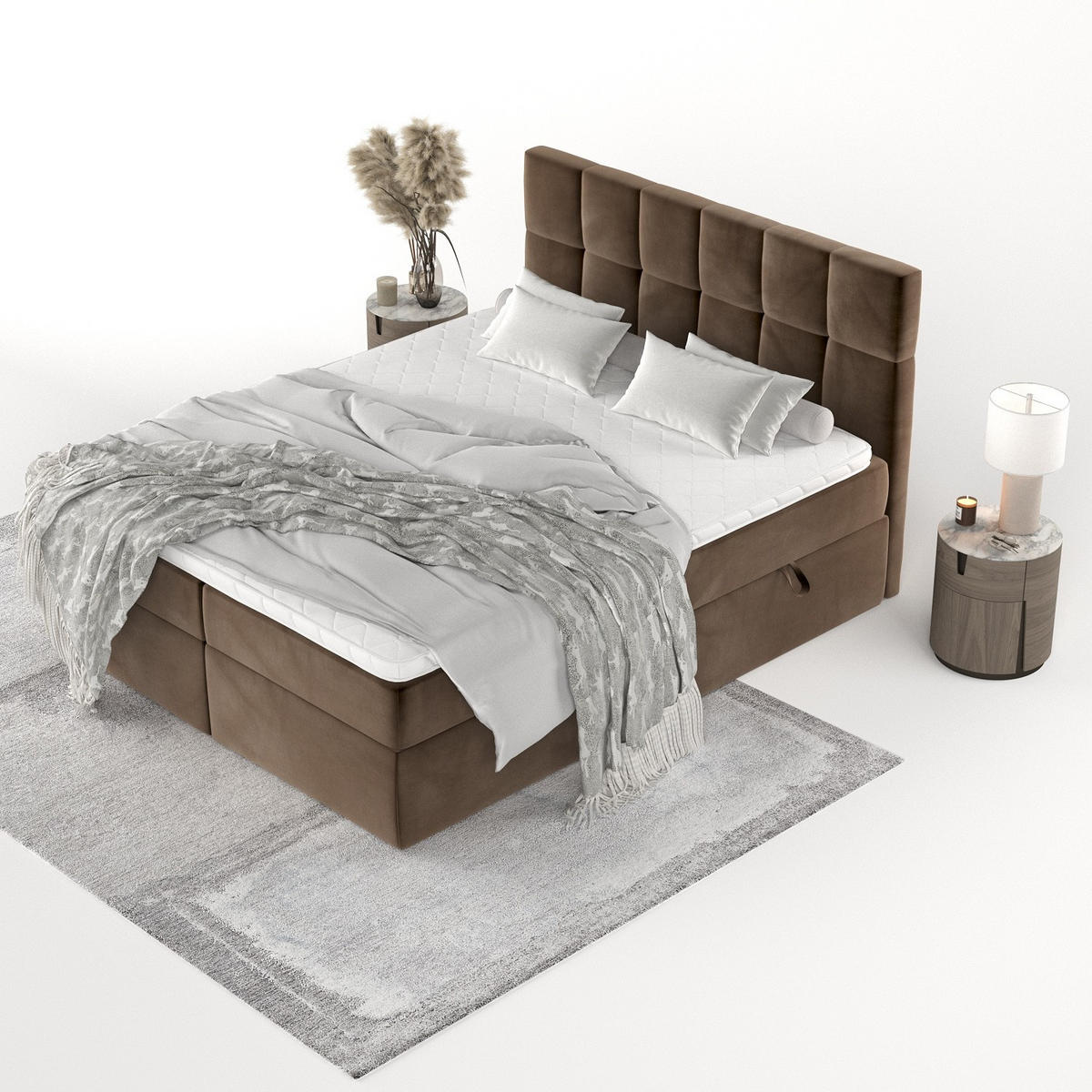 POSTEL BOXSPRING VARENO 180/200 Hnědá - černá/hnědá, kov/dřevo (180/200cm) - AltaBeds