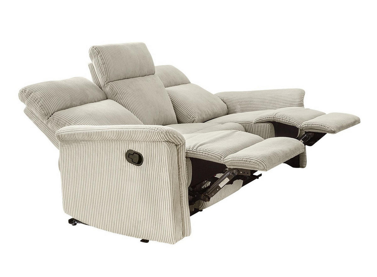 3-SITZER-RELAXSOFA Federkern, Liegefunktion verstellbar durch halbautomatische Relaxfunktion B180/T93/H100 cm, Cord Beige / 15506 - Beige/Schwarz, Textil (180/100/93cm) - luma-home