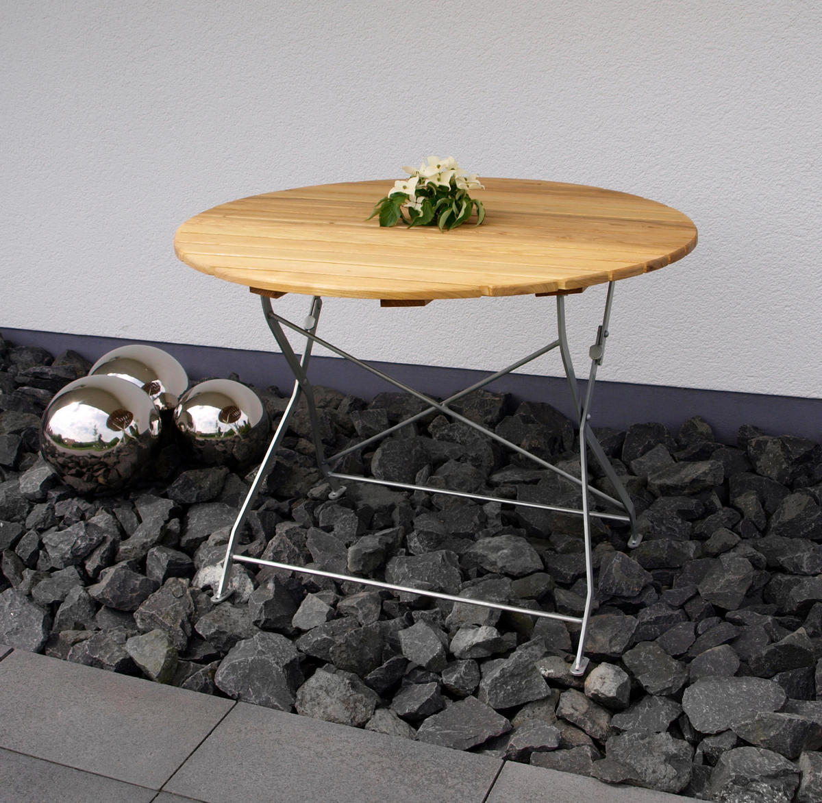 KLAPPTISCH Bad Belzig aus Robinienholz 100 cm rund, Stahlgestell Verzinkt - Braun, Holz (100/100/72cm) - TPFGarden