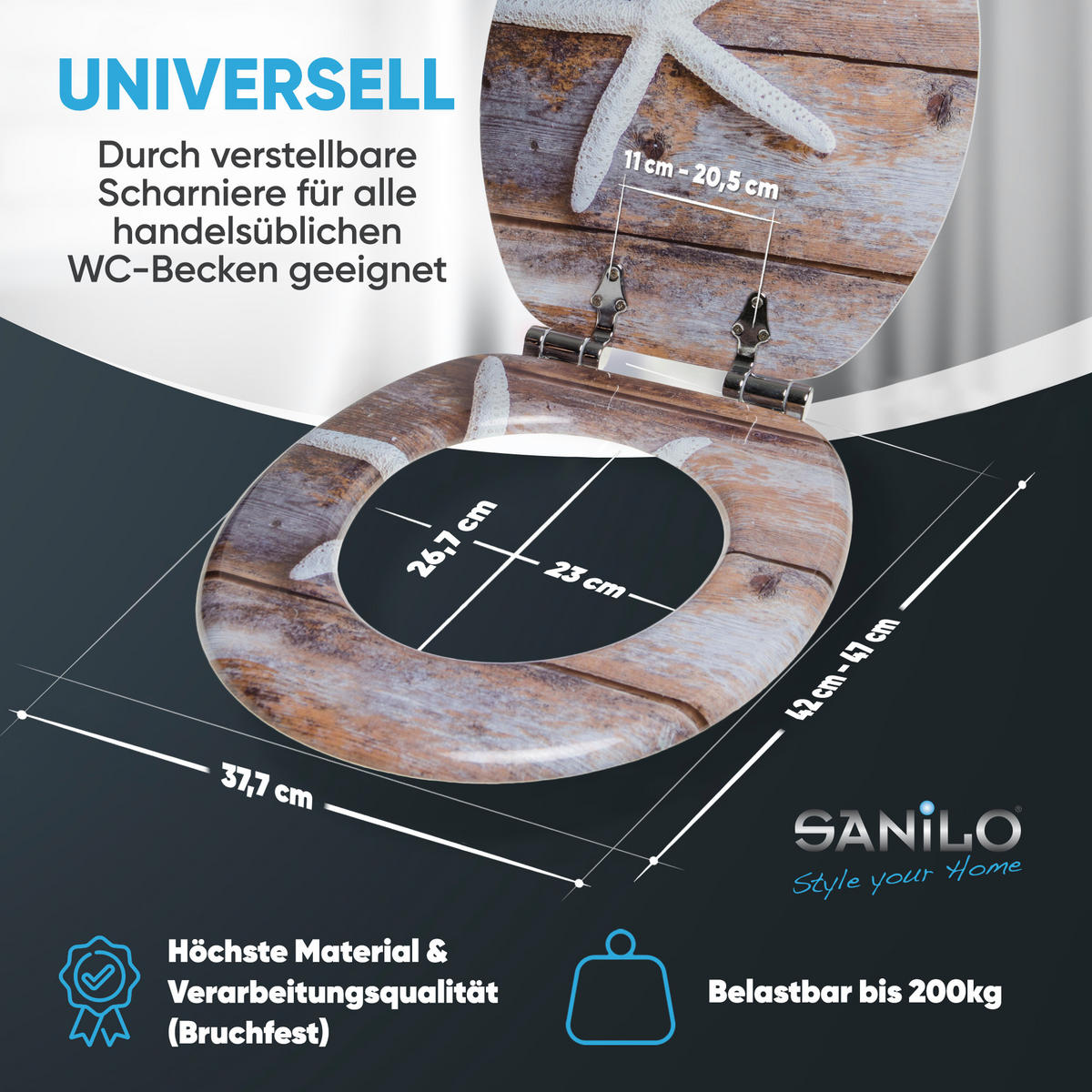 WC-SITZ mit Absenkautomatik Bahia - Braun, Holzwerkstoff (38/6/47cm) - Sanilo