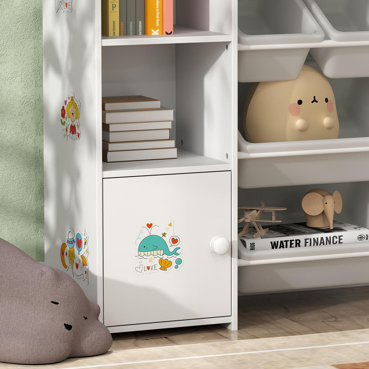 KINDERREGAL DE-17260 8 herausnehmbare Boxen & Bücherregal Weiß - Weiß, Metall (140/90/30cm) - ComfortXL
