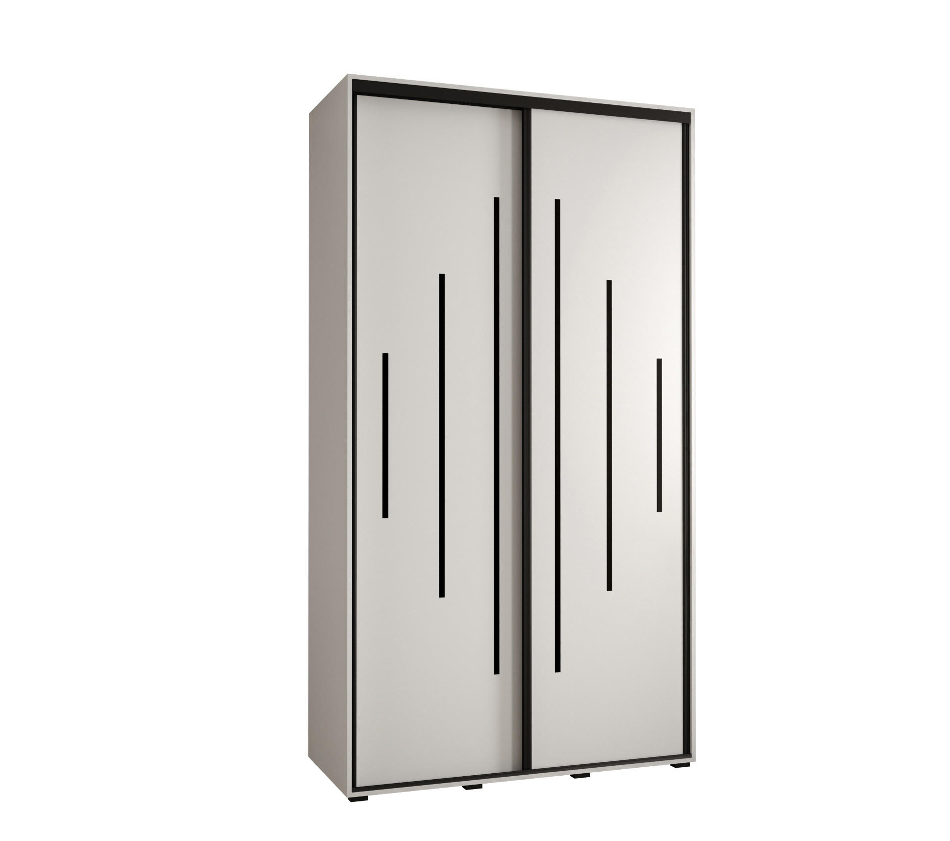 Abiks Möbel Schwebetürenschrank Weiß, Weiß, Schwarz 140x235x45 cm