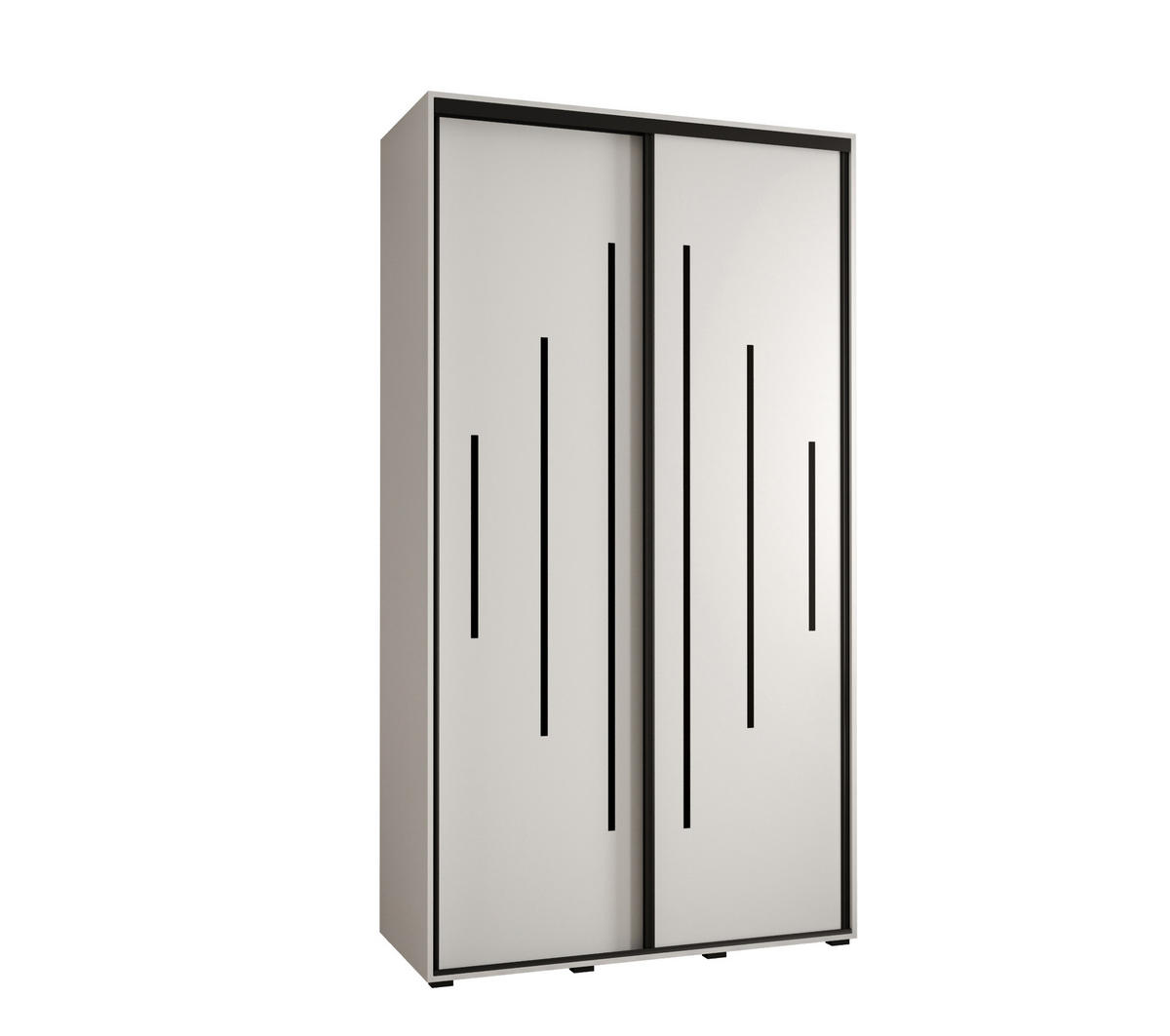 SCHWEBETÜRENSCHRANK 235,2/140/45 2-türig - Schwarz/Weiß, Holz/Metall (140/235/45cm) - Abiks Möbel