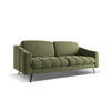 3-SITZER SOFA Samt Stoff Grün - Schwarz/Olivgrün, Textil/Metall (202/80/95cm) - Makamii