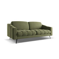 3-SITZER SOFA Samt Stoff Grün - Schwarz/Olivgrün, Textil/Metall (202/80/95cm) - Makamii