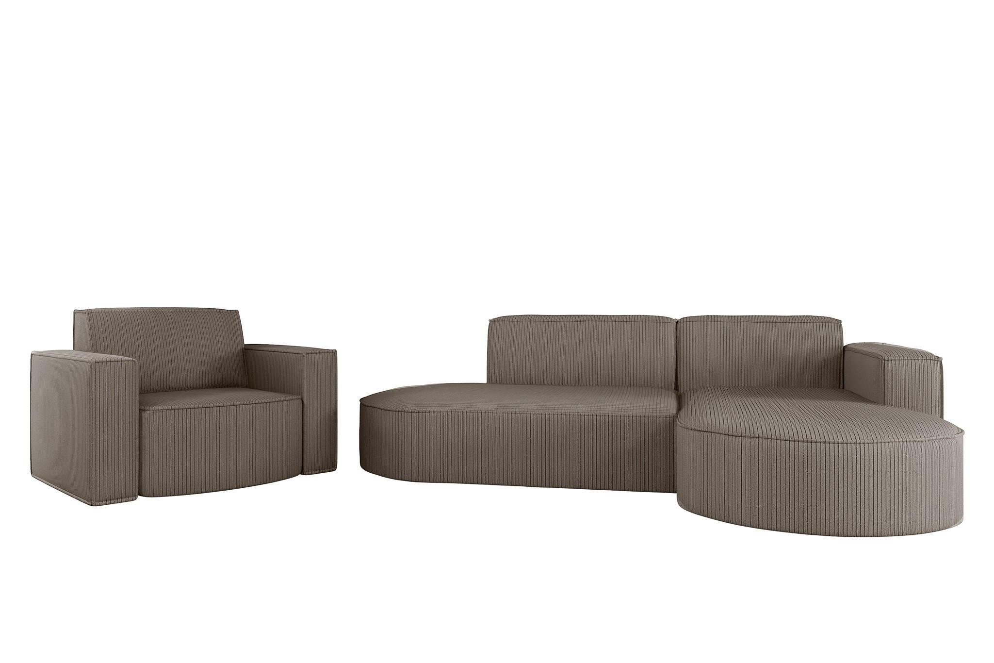 SOFASET Palma In Scala - Grau, Holzwerkstoff/Textil (236/78/165cm) - Fun Möbel