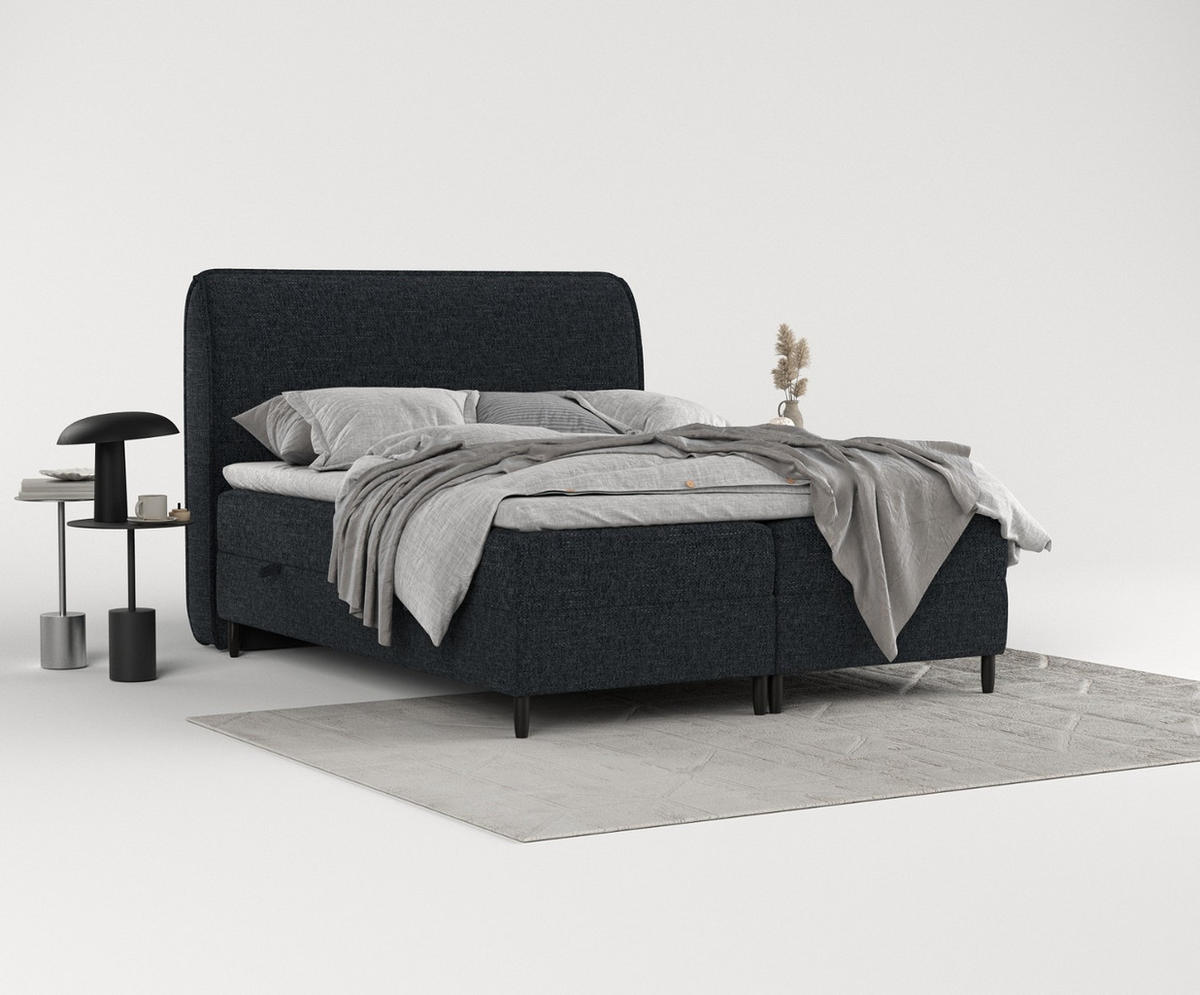 BOXBETT Lunaro 200/200 cm Anthrazit im Modesto Stoff - Anthrazit/Schwarz, Holz/Holzwerkstoff (200/200cm) - AltaBeds