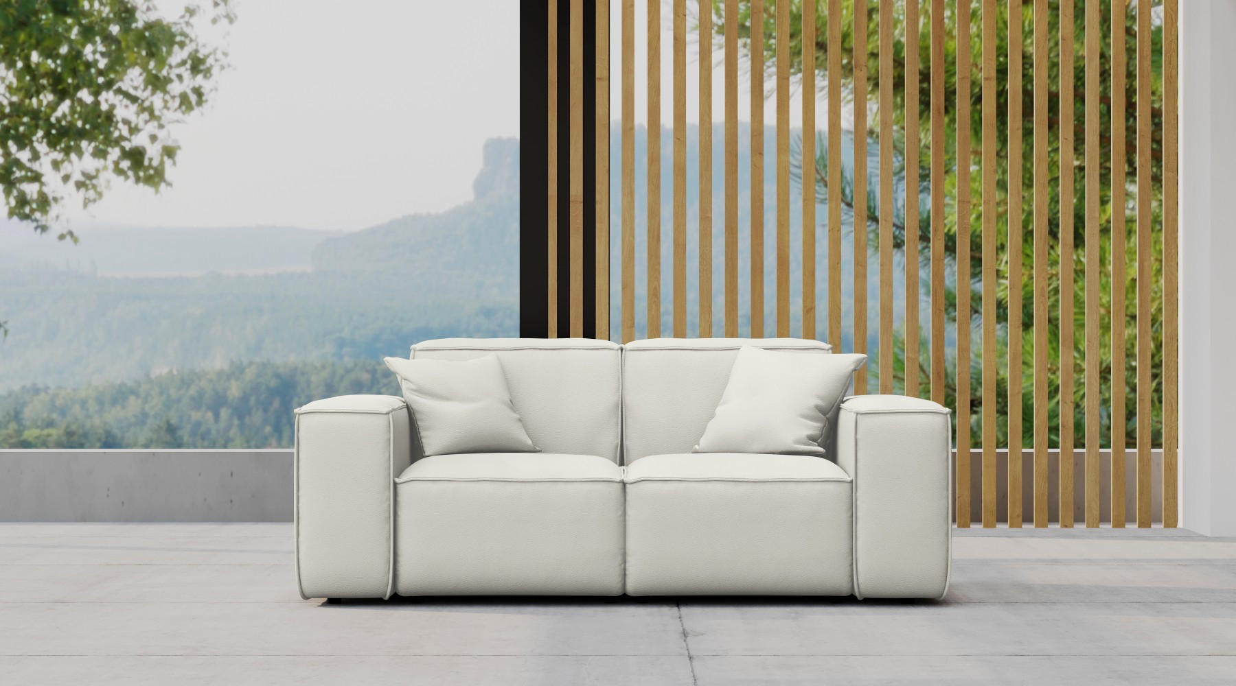 GARTENSOFA Gartenmöbel MALIBU 2 Sitzer Stoff Odyssey Creme - Creme, Holz (186/73/88cm) - Kaiser Möbel