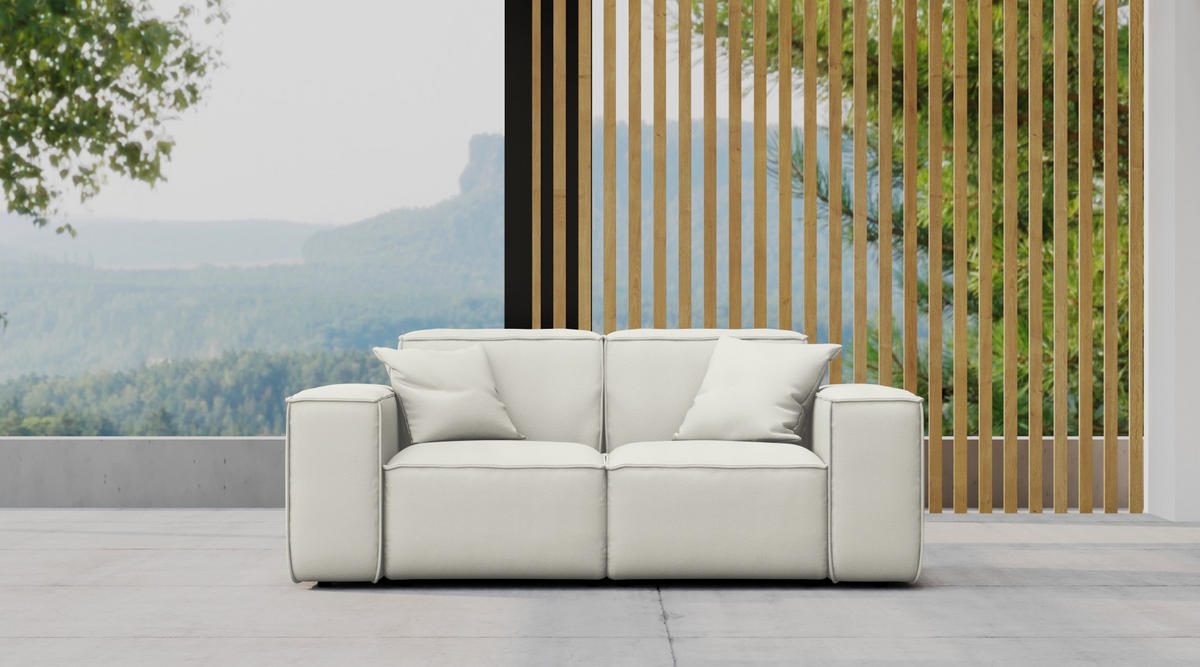 GARTENSOFA Gartenmöbel MALIBU 2 Sitzer Stoff Odyssey Creme - Creme, Holz (186/73/88cm) - Kaiser Möbel