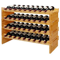 WEINREGAL Natur Bambus stapelbar 36 Flaschen - Hellbraun, Holz (85/55/25.5cm) - Relaxdays