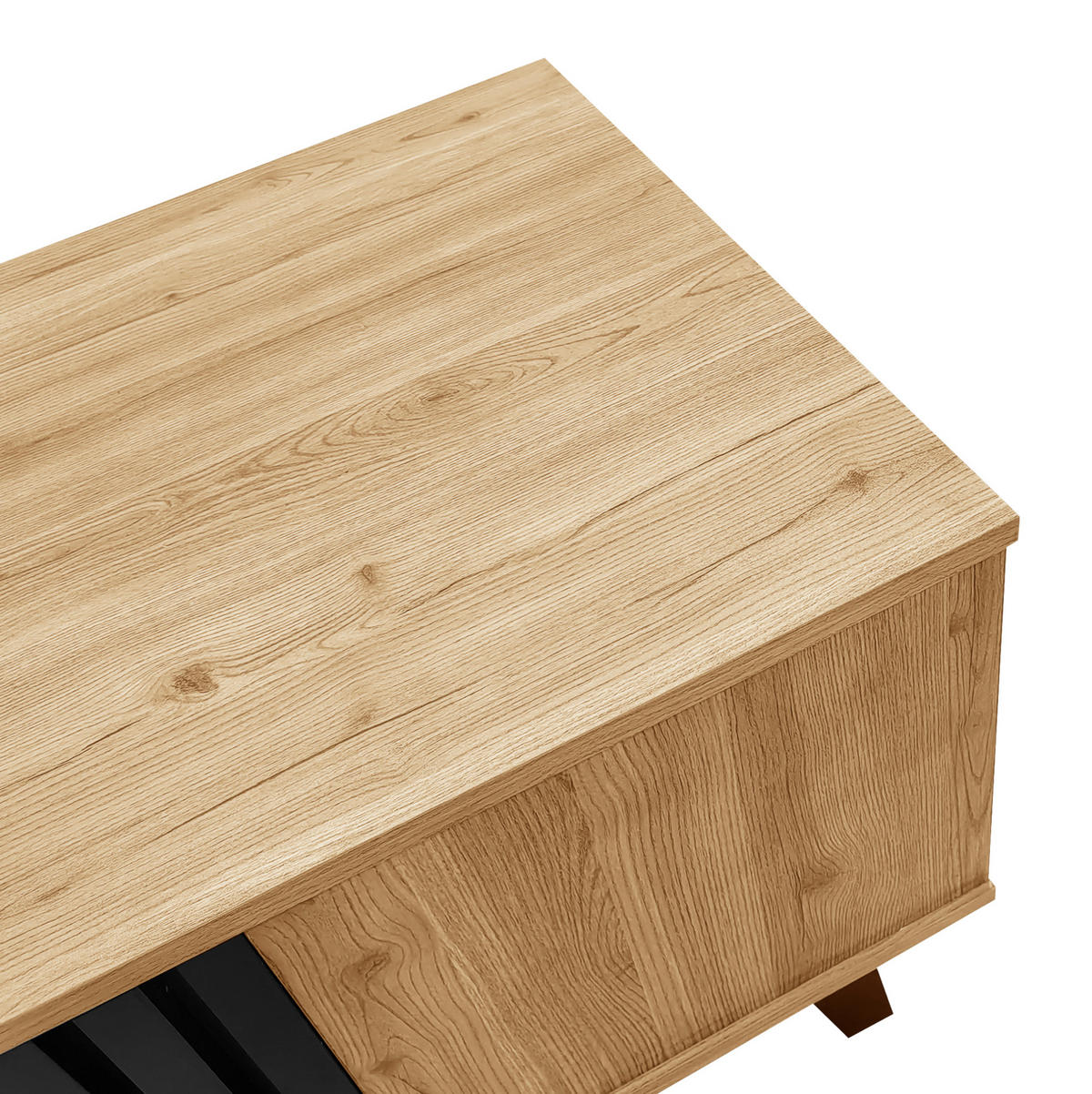 COUCHTISCH aus Glas und Spanplatte 100x60x45 cm Schwarz/Holzfarben mit Staufächern - Naturfarben, Holzwerkstoff (100/60/45cm) - IVMEU