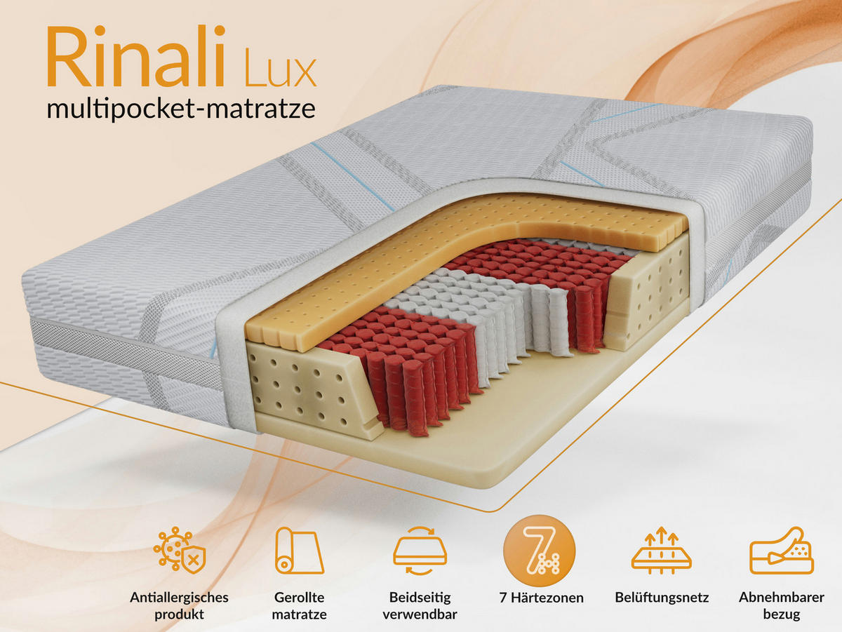TASCHENMATRATZE RINALI - 140/200 - H3 - Lux - Multicolor, Textil (140/200cm) - MKS