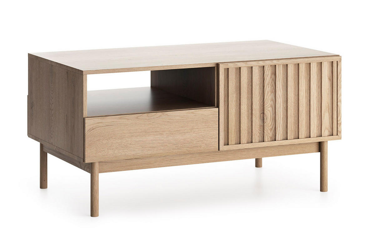 COUCHTISCH Santarco 2T 2S Eiche Cremona 106/53/64 cm – 2 Türen 2 Schubladen - Eichefarben, Holz/Holzwerkstoff (64/106/53cm) - AX Living