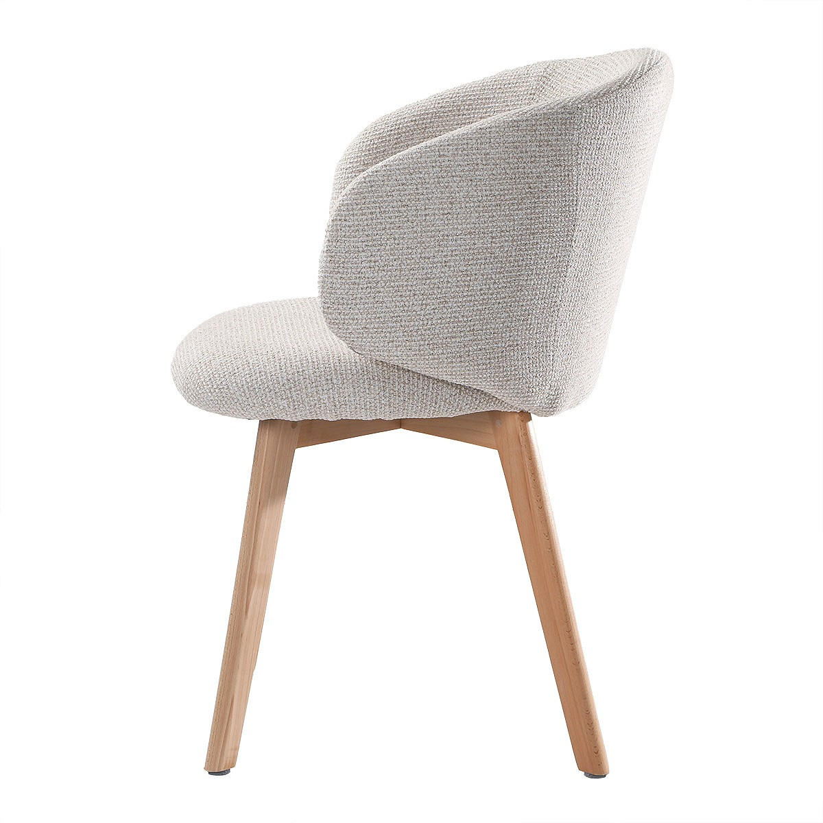STÜHLE 2er?Set aus stoff und massive Holzfüße 60/55/79 cm - Beige, Textil (55/79/60cm) - Calicosy