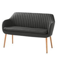 KÜCHENSOFA - Webstoff / Massivholz Eiche - Dunkelgrau, Eichenholz/Holz (130/85/62cm) - home24