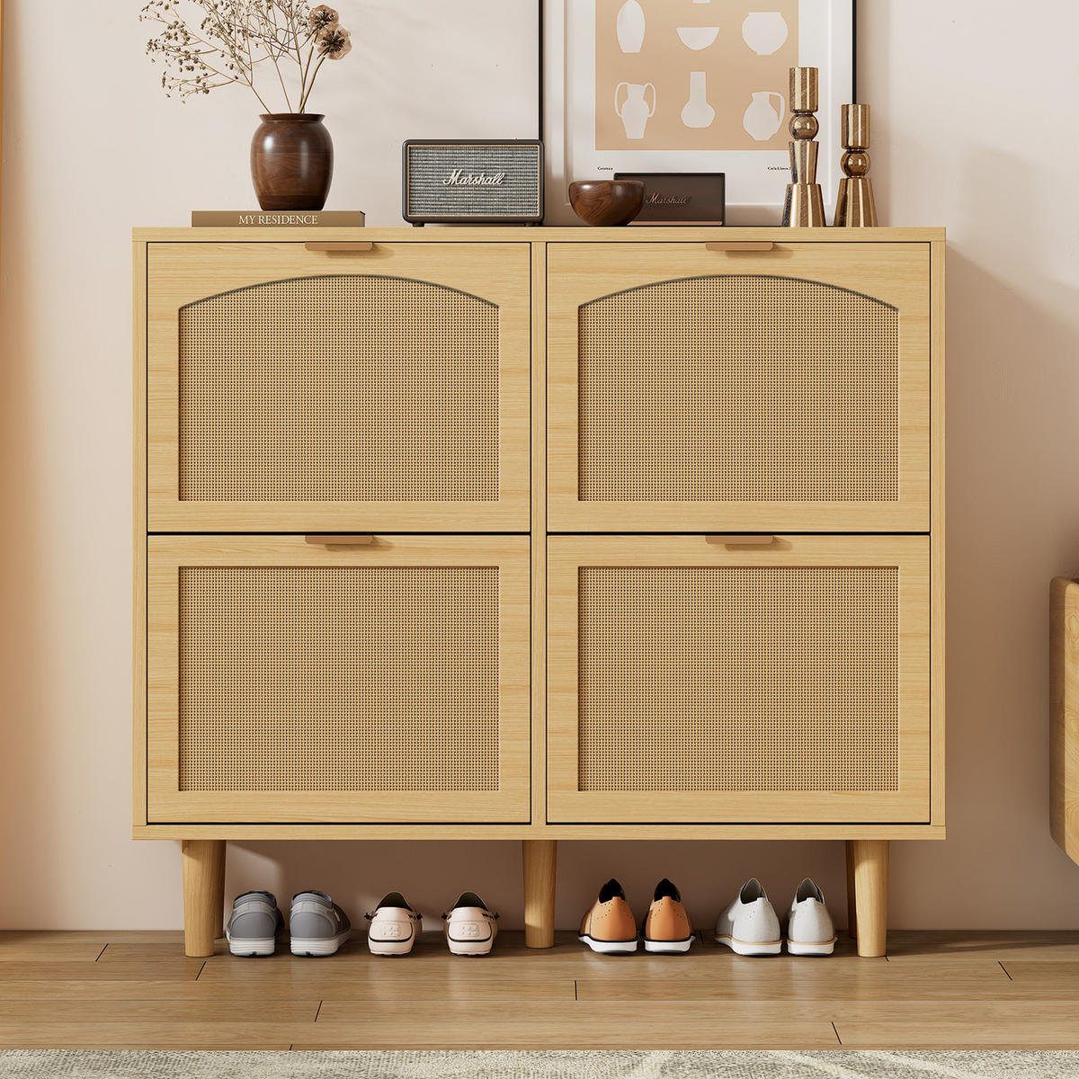 SCHUHSCHRANK 100/90/25 cm Eichefarben aus Spanplatte mit Verstellböden - Naturfarben, Holzwerkstoff (100/90/25cm) - OKMYHOME