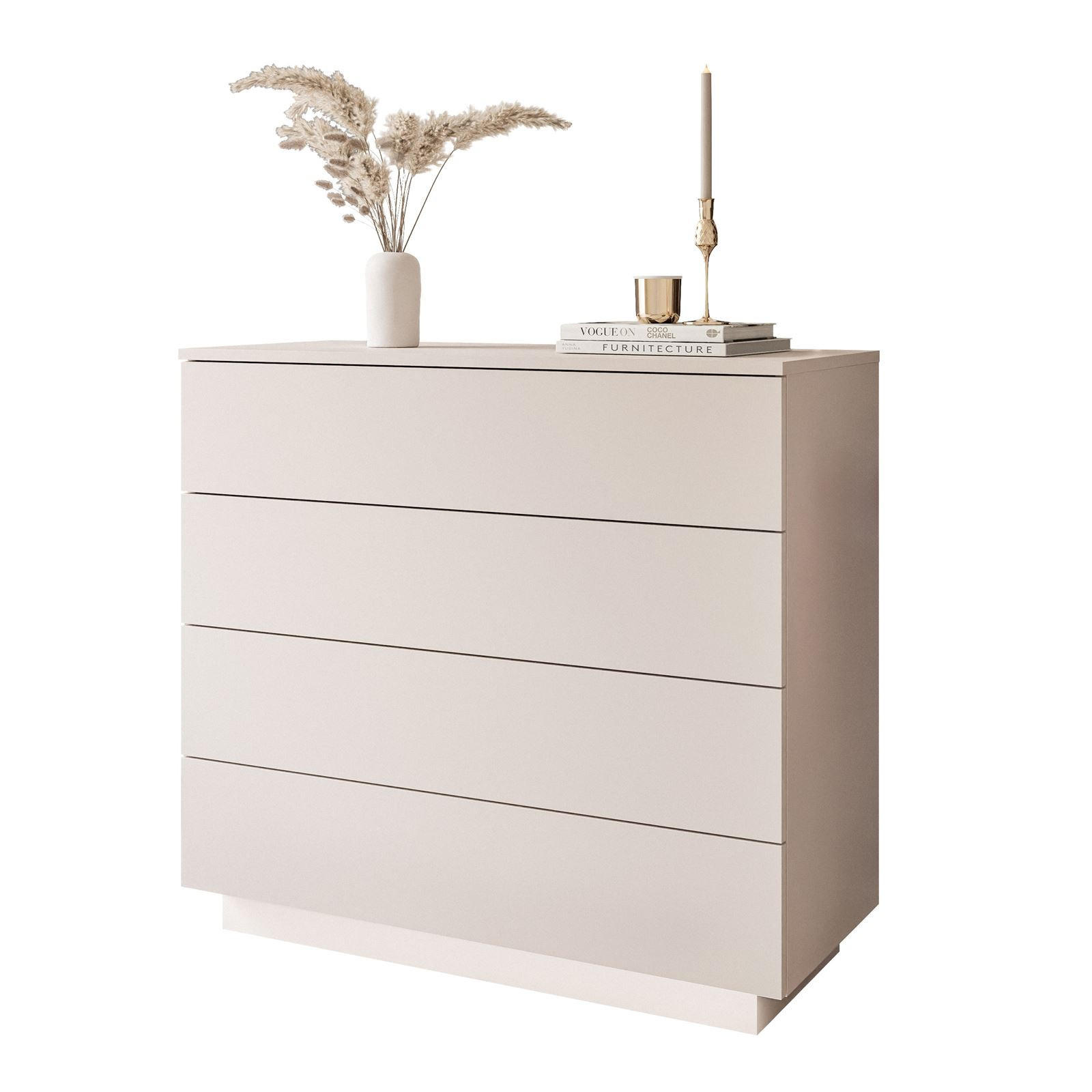 KOMMODE LINA KASCHMIR 95 cm mit LED-Beleuchtung Push-Open-System - Kaschmir/Beige, Holzwerkstoff (95/84/40cm) - Lookway