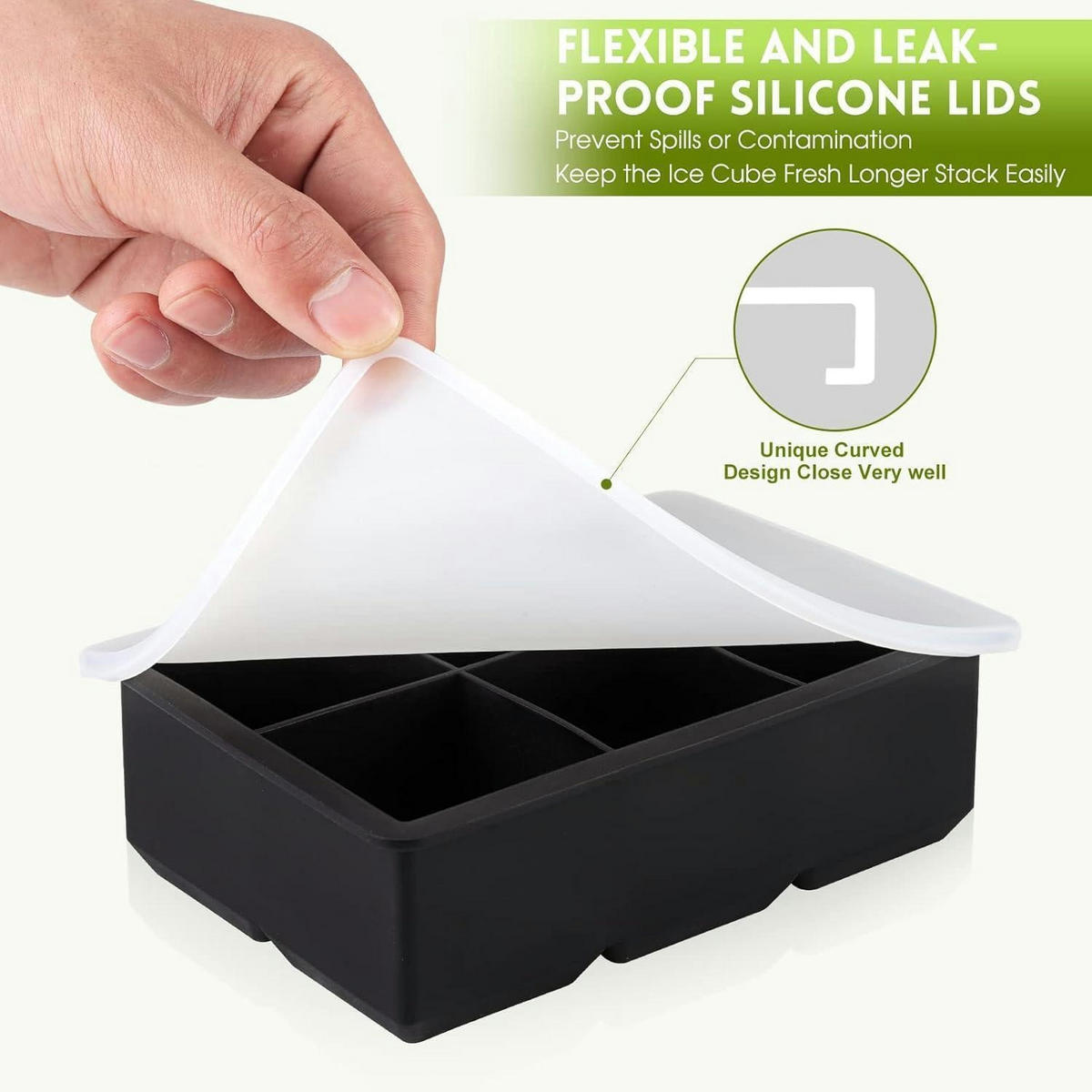 EISWÜRFELFORM 6er-Pack mit Deckel - Schwarz, Kunststoff (12/10/20cm)