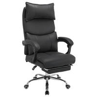ERGONOMISCHER Bürostuhl in Schwarz 48x65x120 cm mit Fußstütze und verstellbarer Lendenstütze - Schwarz, Textil (65/120/48cm) - IVMEU