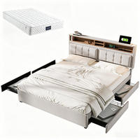 POLSTERBETT 4 Schubladen Höhenverstellbares Kopfteil 140*200cm - Beige, Textil (140/200cm)