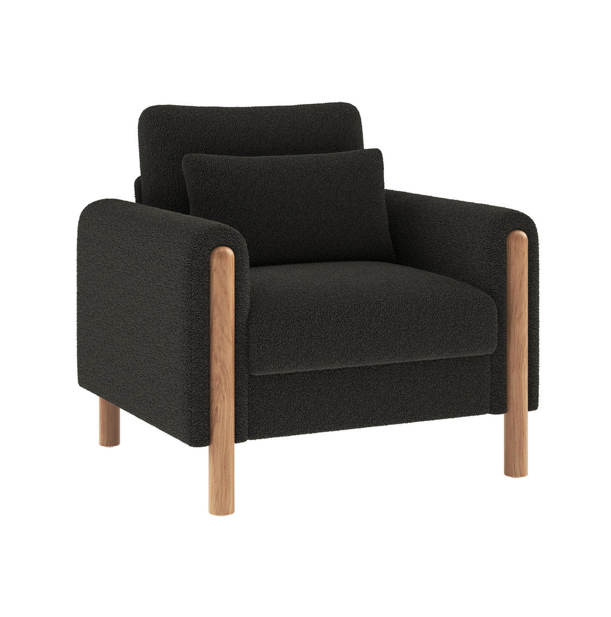 FOTELJA 87/83/88,5 cm s debelim jastukom i presvlakom od imitacije janjeće kože, Tamnosiva - tamno siva, tekstil (83/88.5/87cm) - Redom
