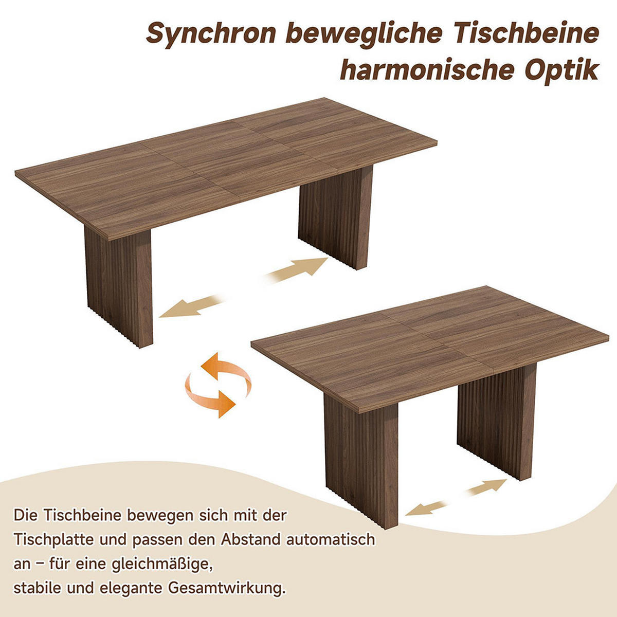 ESSTISCH 140/200 * 90 cm, geeignet für 6–8 Personen, rechteckige Tischplatte, Walnuss - Walnussfarben, Holz (200/90/75cm) - KOMHTOM