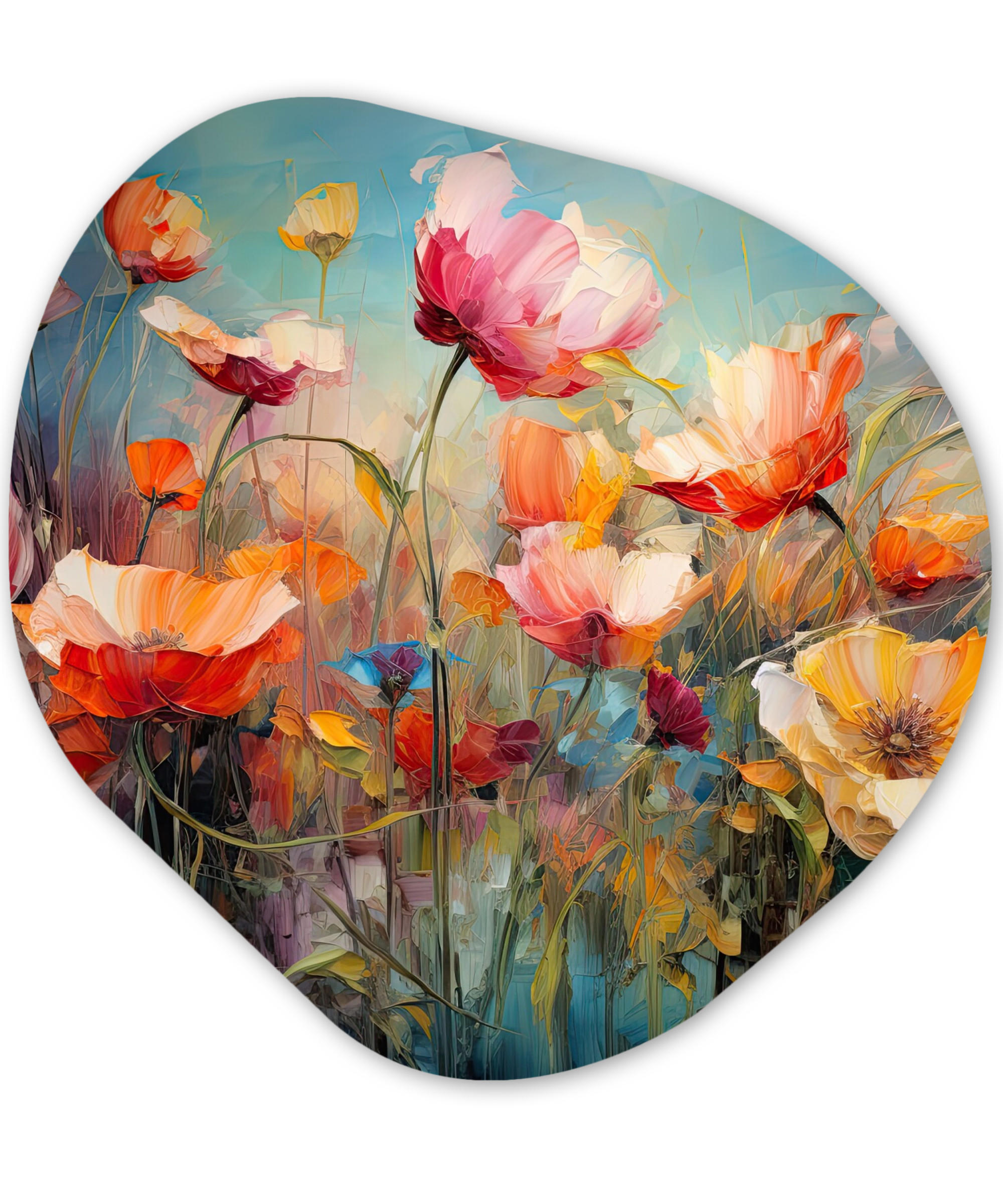 WANDBILD Blumen - Aquarell - Kunst - Botanisch - Natur 40x40 cm - Orange, Kunststoff (40/40cm) - MuchoWow
