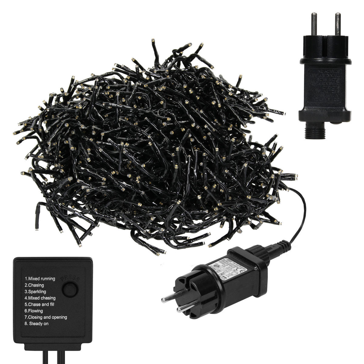 LICHTERKETTE Vorhang mit 480 LED Warmweiß - Schwarz, Kunststoff (200cm) - ECD-Germany