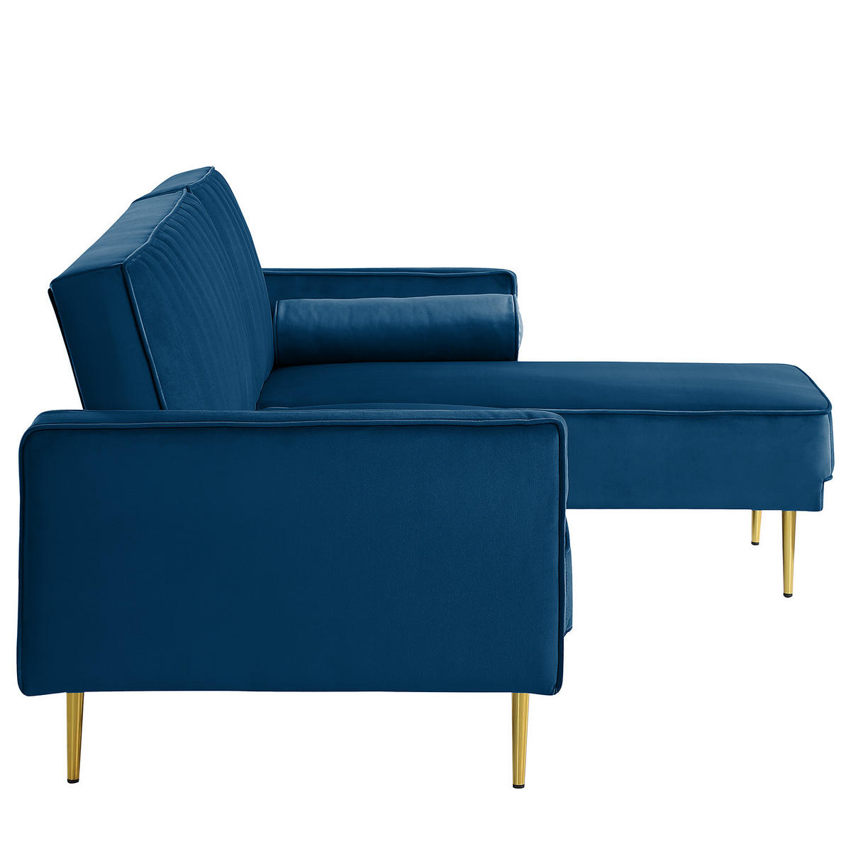 ECKSOFA mit Schlaffunktion - Goldfarben/Blaugrau, Textil/Metall (223/144cm) - home24