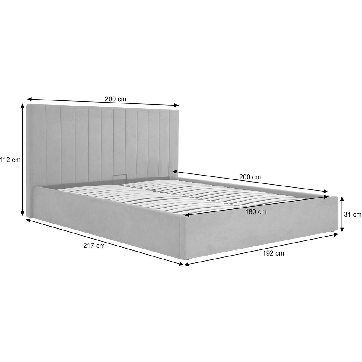 POLSTERBETT Melvio Doppelbett 180x200 cm mit Bettkasten und hohem Steppkopfteil, ohne Matratze, Dunkelgrau - Dunkelgrau, Textil (180/200cm) - Beautysofa