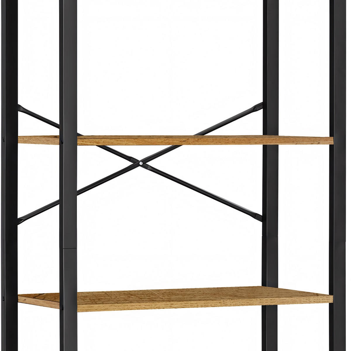 STANDREGAL Holzoptik Metall Erlefarben 6 Böden 66x30x186 cm - Erlefarben/Schwarz, Holzwerkstoff/Metall (30/186/66cm) - Begryf