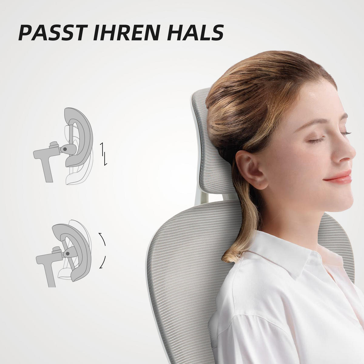 BÜROSTUHL Ergonomischer Schreibtischstuhl mit Hochklappbaren Armlehnen Grau - Weiß/Grau, Kunststoff/Textil (62/115/64cm) - HOMCOM