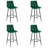 BARHOCKER 4er Set Dunkelgrüner Velours, Gepolsterte Rückenlehne, Bequem Und Modernes Design Für Die Küche Oder Die Theke - Grün, Textil (46/104/33cm) - Best For Home