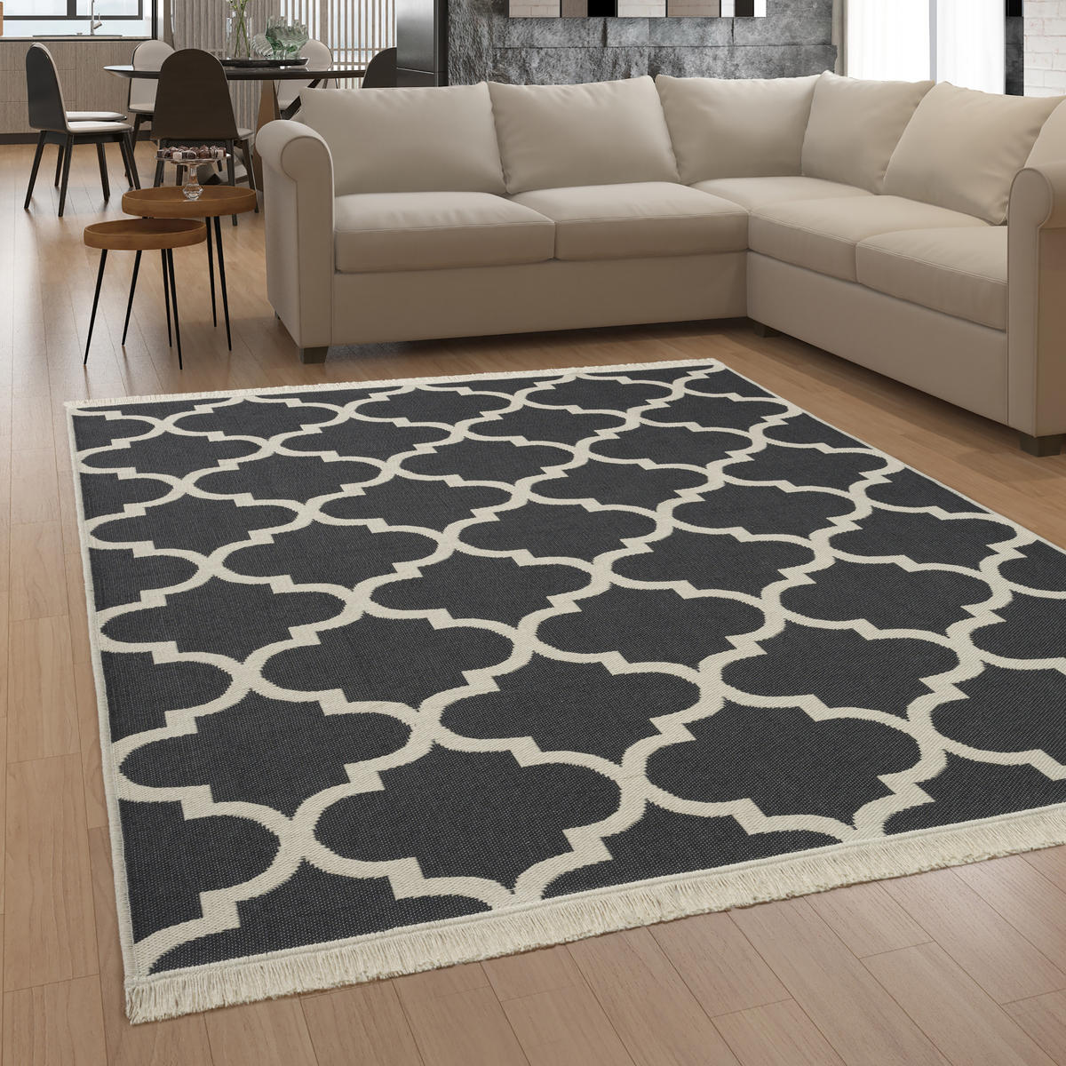 KURZFLORTEPPICH 120/160 cm Skandi 147 - Anthrazit, Textil (120/160cm) - Paco Home