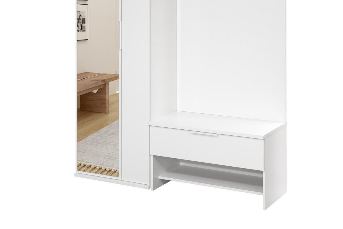 GARDEROBE MILANO 140/200 in Weiß matt - Weiß, Holzwerkstoff (140/200/40cm) - Deine Möbel 24
