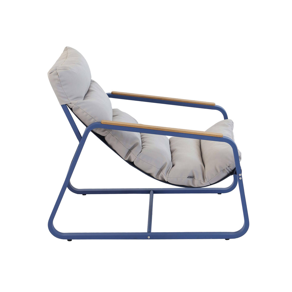 GARTEN-RELAXSESSEL mit Fußstütze, Pazifikblau - Blau, Textil (72/77/91cm) - Oviala