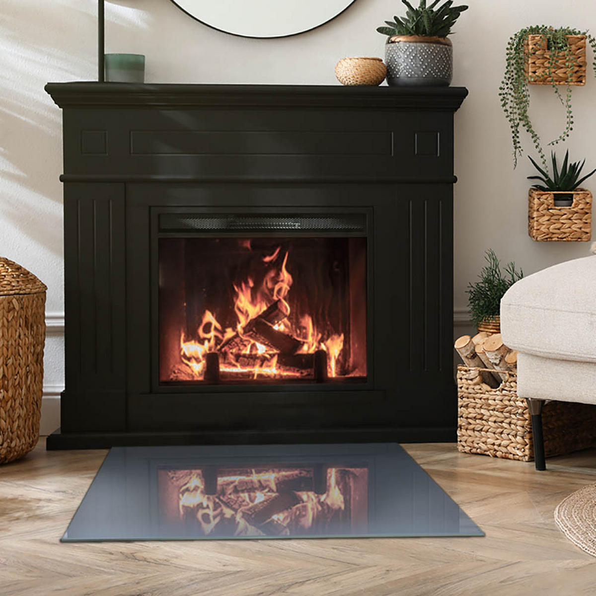 GLASPLATTE für Kamin 80x60 cm Marineblau - Dunkelblau, Glas (80/60/0.4cm) - ArtPrintCave