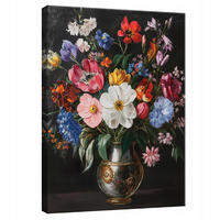 LEINWANDBILD Blumen Schwarz Schlafzimmer Modern 100x70 - Multicolor, Holzwerkstoff (70/100cm) - Wallarena