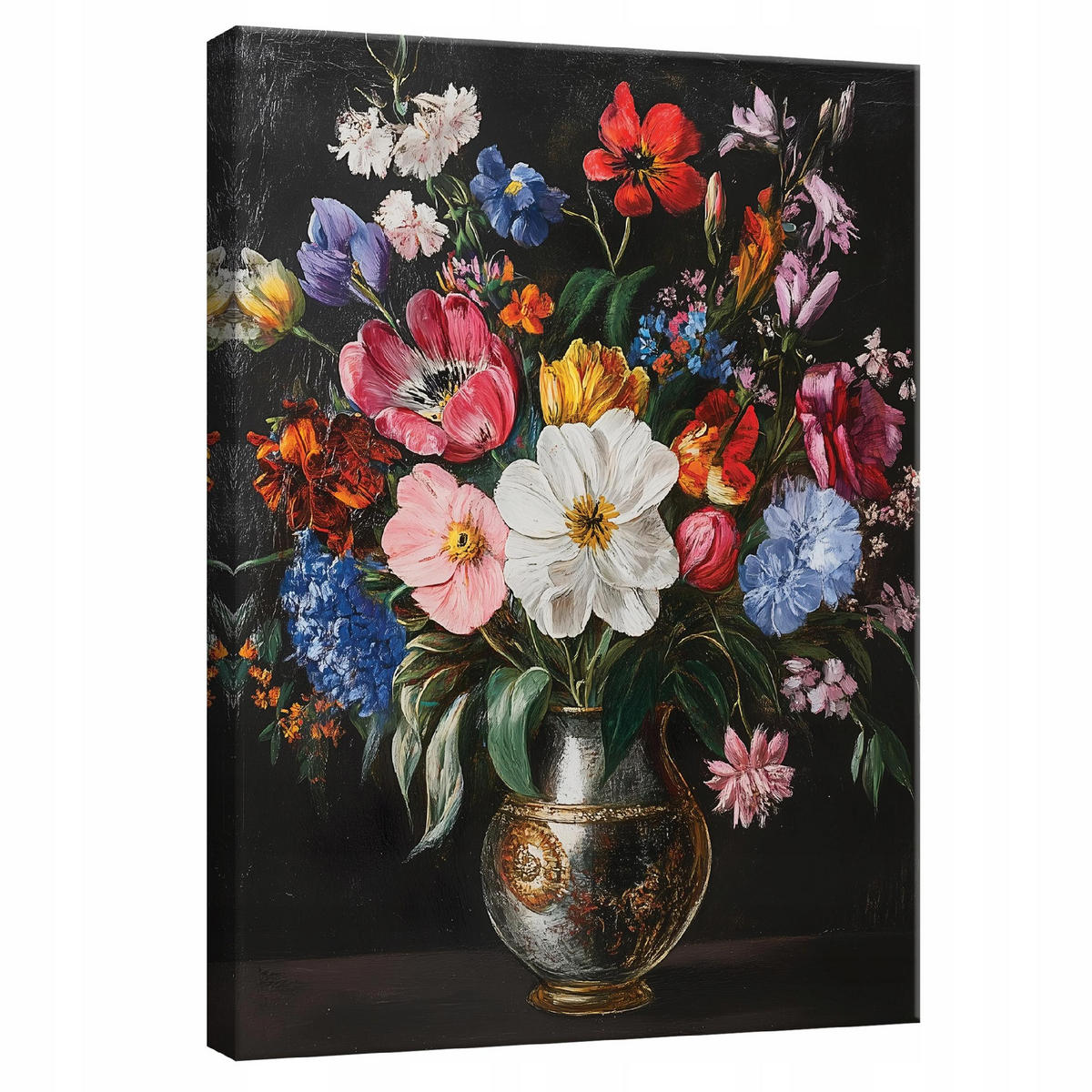LEINWANDBILD Blumen Schwarz Schlafzimmer Modern 100x70 - Multicolor, Holzwerkstoff (70/100cm) - Wallarena