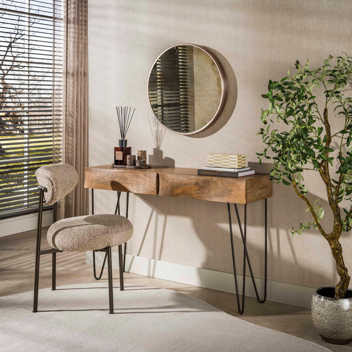 SCHMINKTISCH Ocean Beige 35/120/76 cm - Beige, Holz (35/120/76cm) - Hoyz Collection