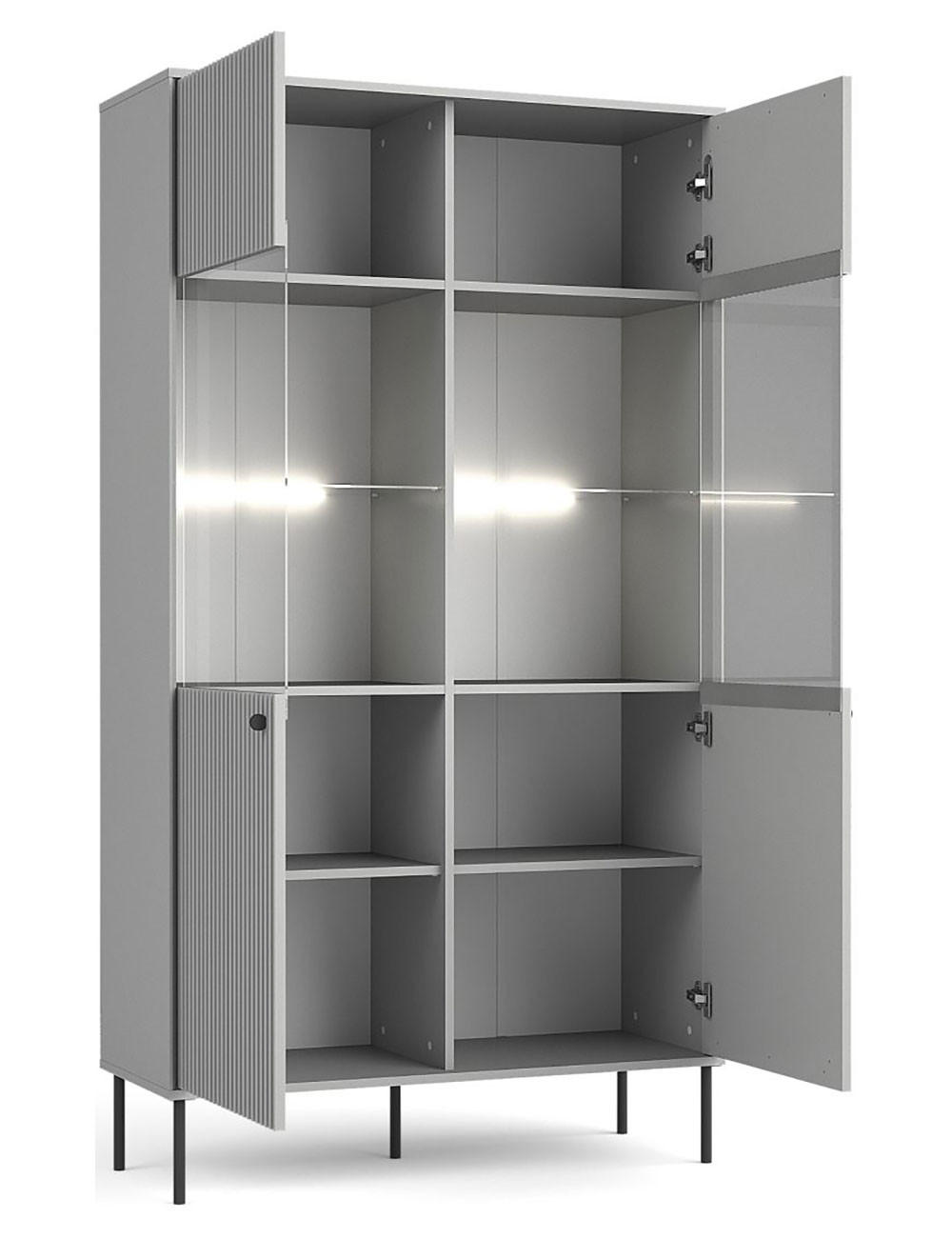 VITRINE Iris grau matt 105 / 41 / 191cm - Schwarz/Grau, Holz/Holzwerkstoff (106/192/41cm) - Feldmann-Wohnen