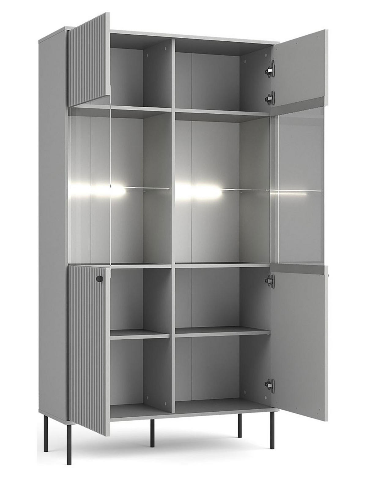 VITRINE Iris grau matt 105 / 41 / 191cm - Schwarz/Grau, Holz/Holzwerkstoff (106/192/41cm) - Feldmann-Wohnen