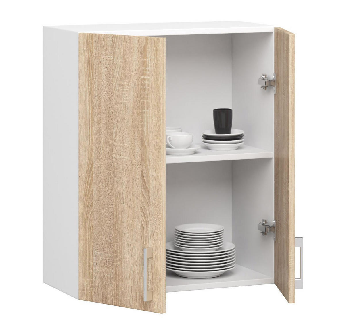 KÜCHENSCHRANK Weiß, Sonoma Eiche 30.5x60x72cm - Silberfarben/Weiß, Holzwerkstoff/Kunststoff (60/72/30.5cm) - Akord