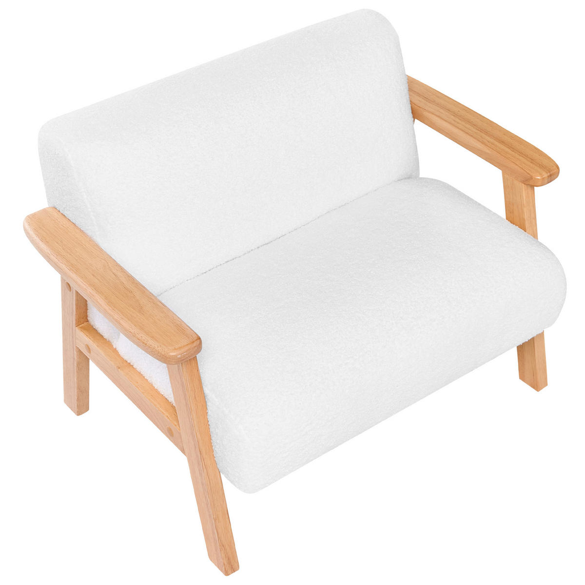 CANAPEA PENTRU COPII bouclé albă Lalmo - alb, material textil (74/54/48cm) - Beliani