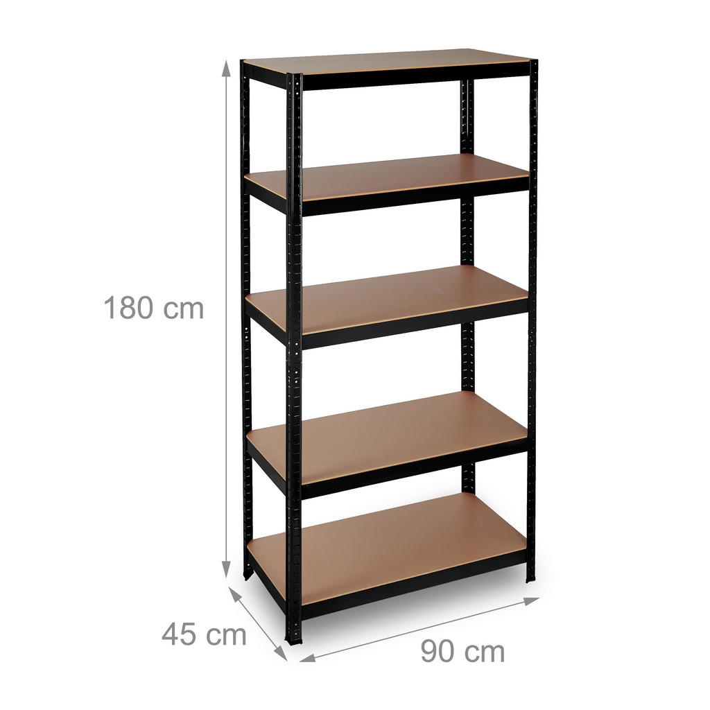 Thumbnail - Relaxdays Schwerlastregal, Schwarz, Kunststoff, 90x180x45 cm, Freizeit, Heimwerken, Werkstatt, Schwerlastregale