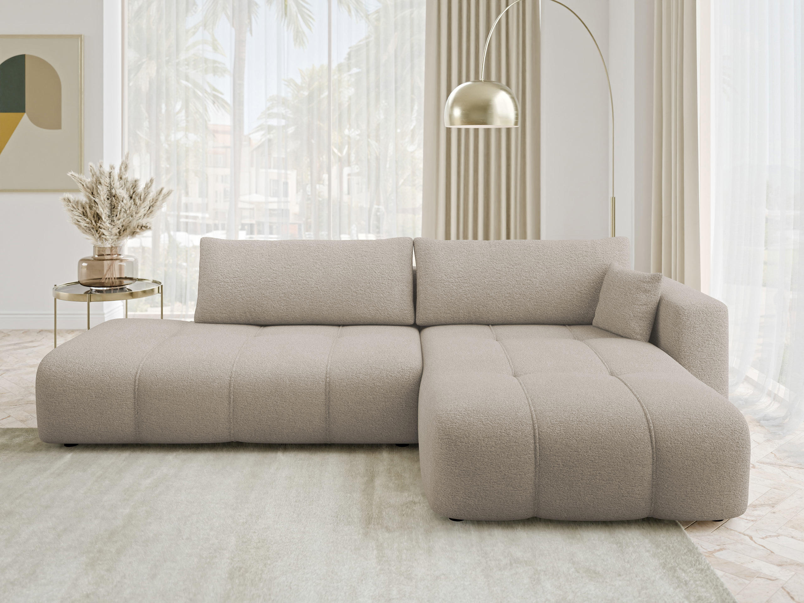 ECKSOFA Furyn O, Seite: Rechts - Beige/Schwarz, Holzwerkstoff/Kunststoff (262/145cm) - MIRJAN24