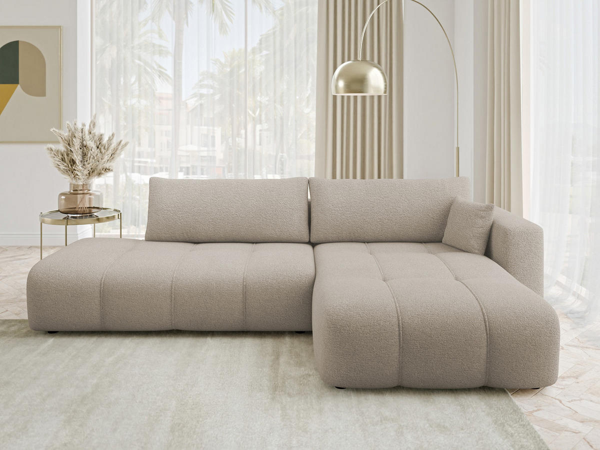 ECKSOFA Furyn O, Seite: Rechts - Beige/Schwarz, Holzwerkstoff/Kunststoff (262/145cm) - MIRJAN24