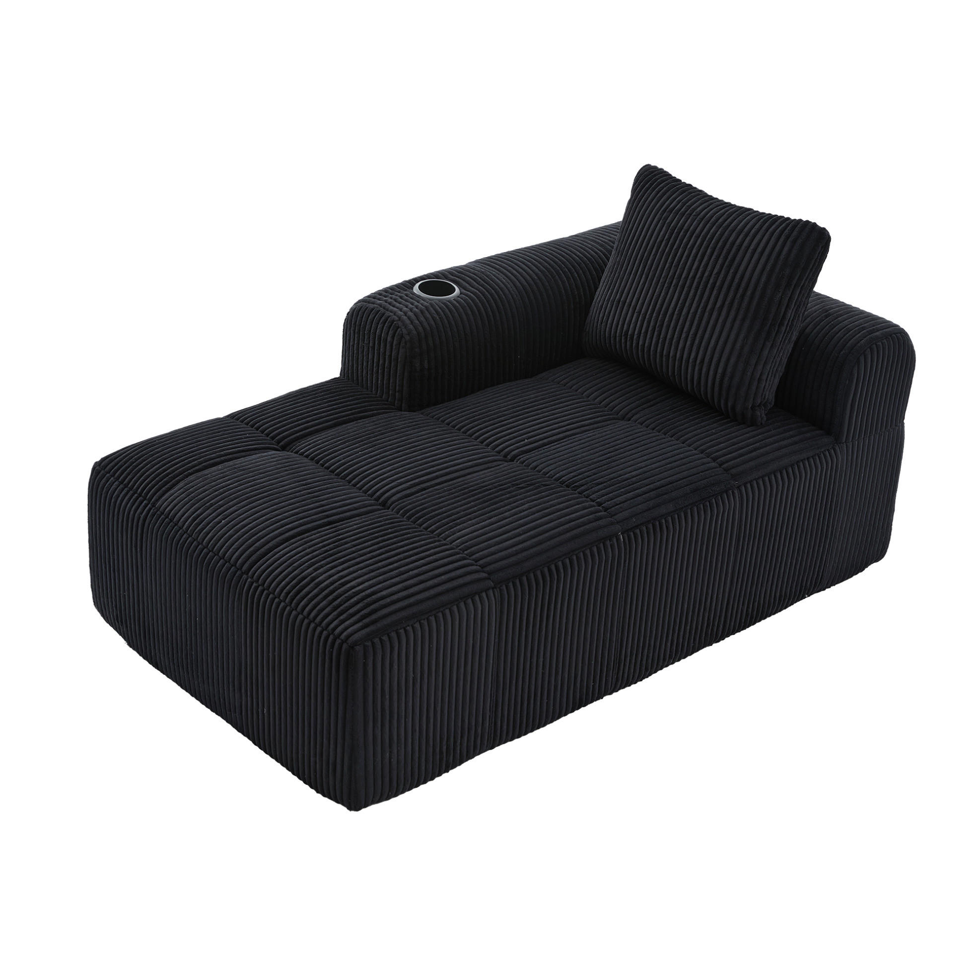 SOFA Cord mit Seitenfächern und Becherhaltern 158/93/61 cm Schwarz - Schwarz, Textil (93/61/158cm) - Redom